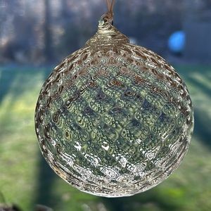 New 3 1/2” Round Clear Glass Hand Blown 2022 Collectable Penn/Fairmount Ornament